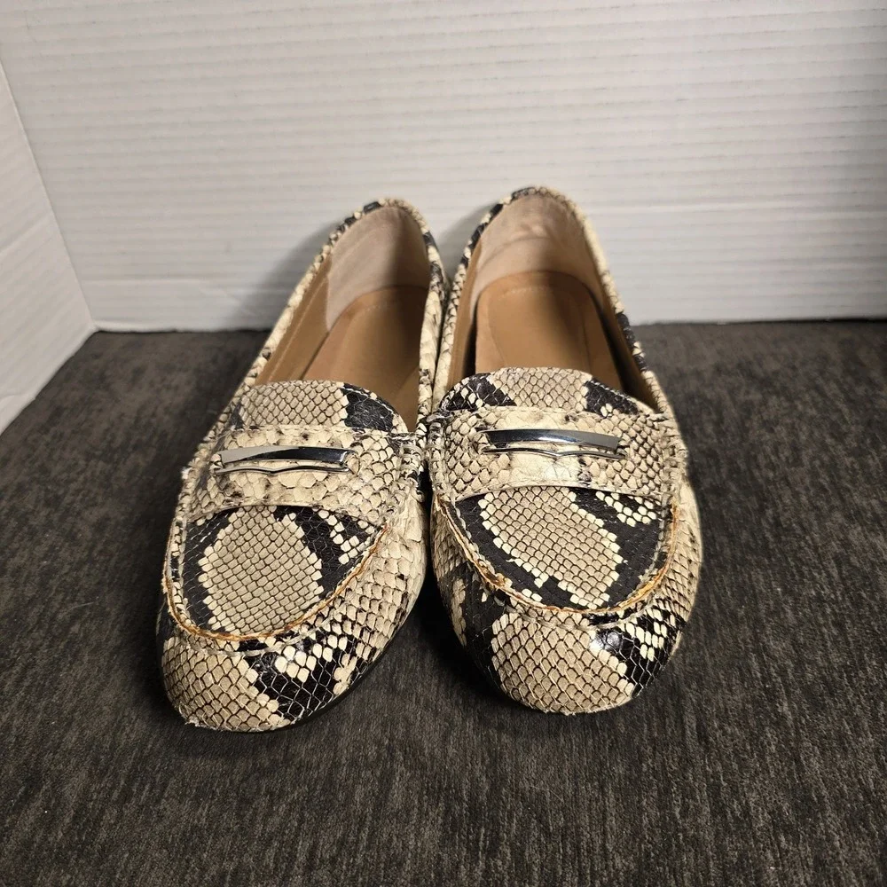 Vionic Penny Loafer Womens 7.5 Leather Snake Print Flat Orthaheel Honor Ashby